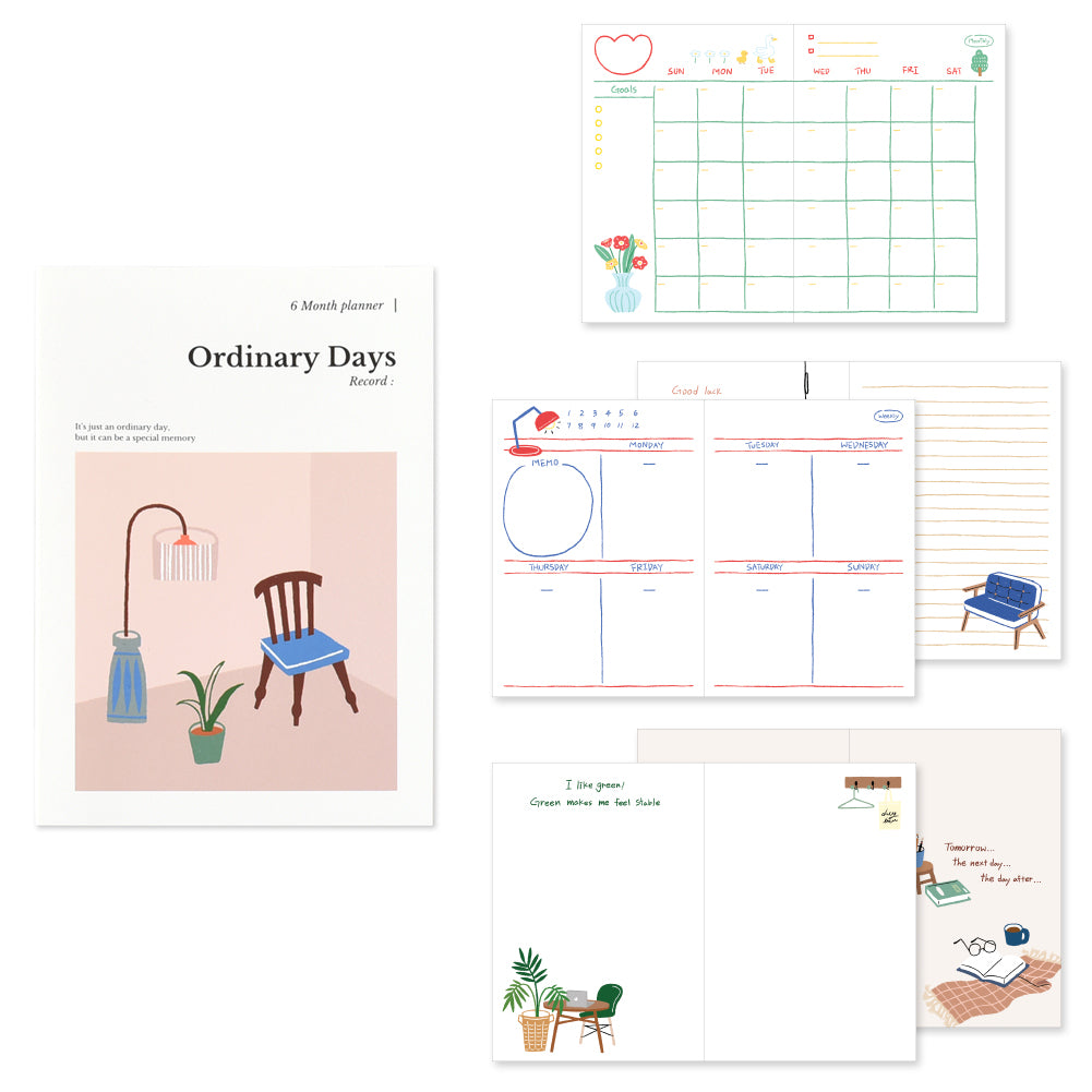 Monolike Ordinary Days Diary 6 Month Planner, Sweet home - Academic Planner, Weekly & Monthly Planner, Scheduler