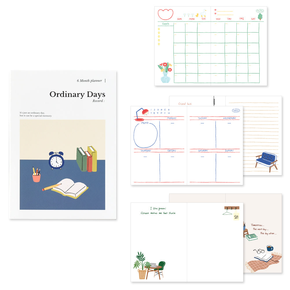 Monolike Ordinary Days Diary 6 Month Planner, Desk - Academic Planner, Weekly & Monthly Planner, Scheduler