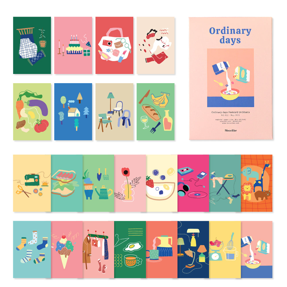 Monolike Ordinary Days Single card - mix 24 pack, lovely 24 Single card