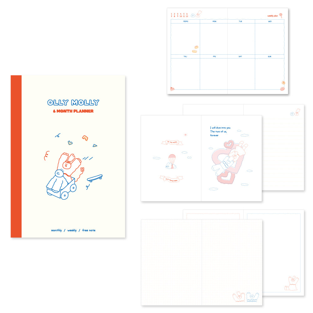 Monolike B6 Olly Molly Diary 6 Month Planner, Speeding - Academic Planner, Weekly & Monthly Planner, Scheduler