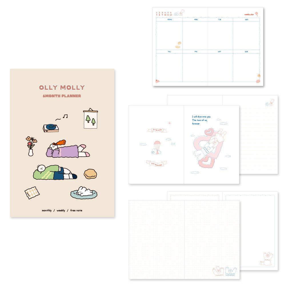 Monolike B6 Olly Molly Diary 6 Month Planner,  Afternoon - Academic Planner, Weekly & Monthly Planner, Scheduler
