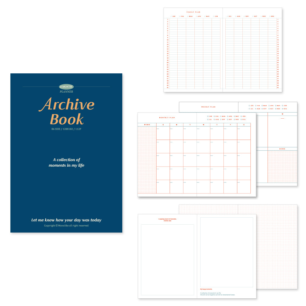 Monolike B6 Archive DiaryMonolike B6 Archive Diary 6 Month Planner, Indigo - Academic Planner, Weekly & Monthly Planner, Scheduler