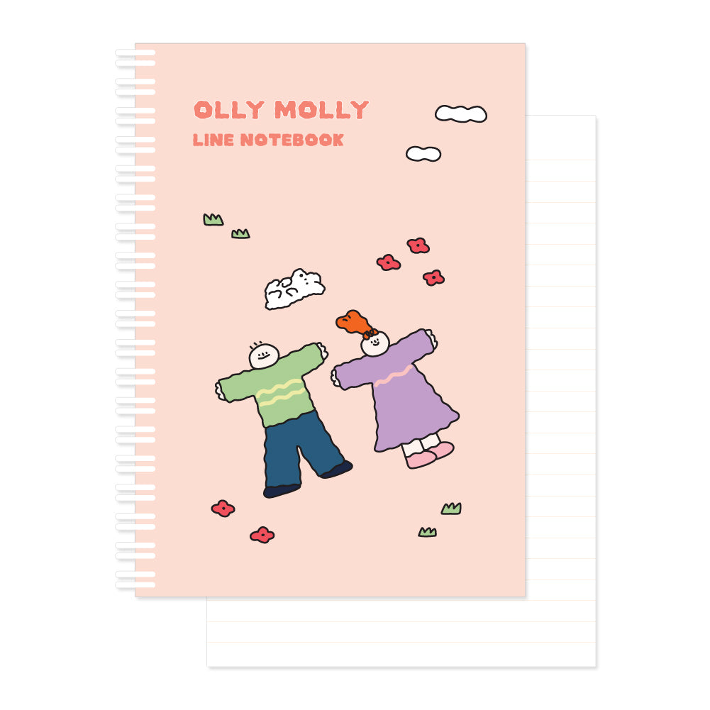 Monolike Olly Molly A5 Line Spiral Notebook, Take a rest - Hardcover 5.83 x 8.27inch 128 Page