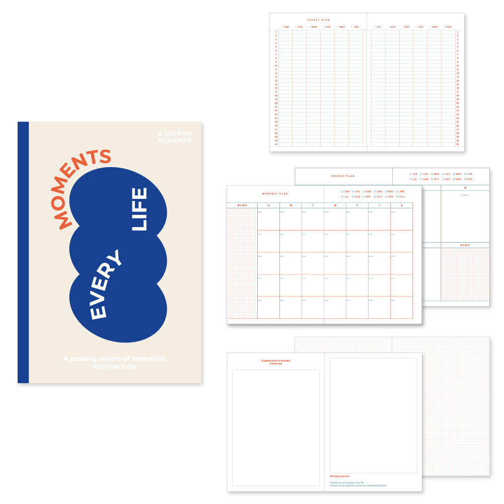 Monolike B6 Objet Diary 6 Month Planner, Blue - Academic Planner, Weekly & Monthly Planner, Scheduler