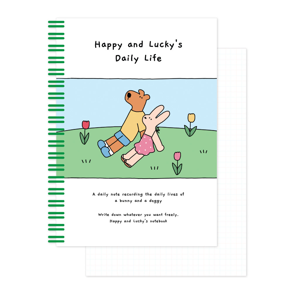 Monolike Happy and Lucky Grid Spiral Notebook, Green park - Hardcover 5.83 x 8.27inch 128 Page