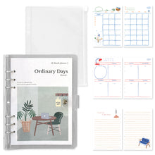 Load image into Gallery viewer, Monolike A5 Ordinary Days Diary Set, Green day - Academic Planner Weekly &amp; Monthly Planner with PVC Cover, Zipper bag
