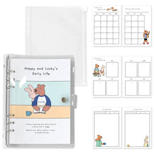 Load image into Gallery viewer, Monolike A5 Happy and Lucky Diary Set, Together - Academic Planner Weekly &amp; Monthly Planner with PVC Cover, Zipper bag

