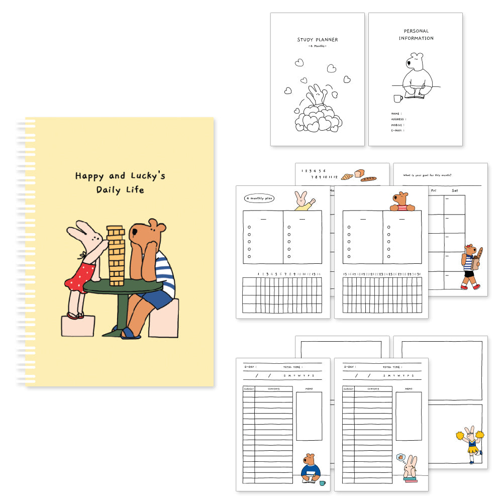 Monolike Happy and Lucky 4 Month Study Planner, Jenga - Academic Planner, Weekly & Monthly Planner, Study plan