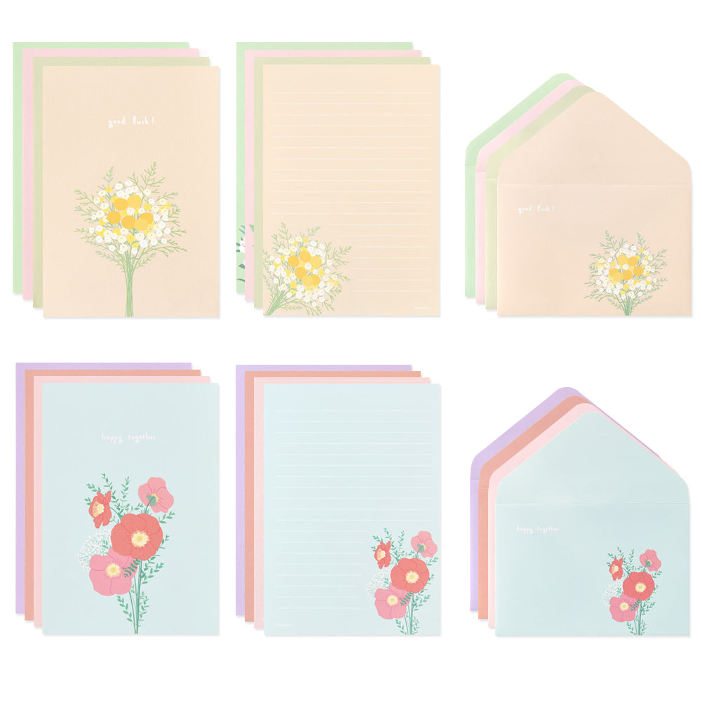 Monolike Flower for you ver.2 Letter Paper and Envelopes Set - 8Type, 32 Letter Paper + 16 Envelopes