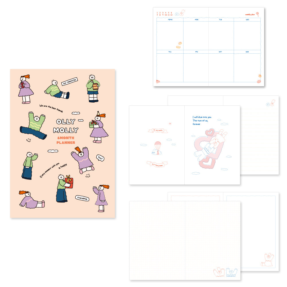 Monolike B6 Olly Molly Diary 6 Month Planner, Memories - Academic Planner, Weekly & Monthly Planner, Scheduler