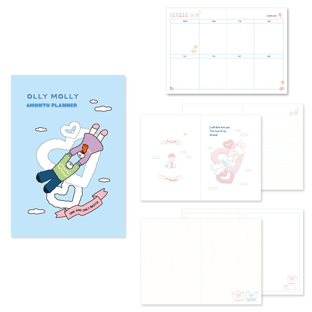 Monolike B6 Olly Molly Diary 6 Month Planner, Skydiving - Academic Planner, Weekly & Monthly Planner, Scheduler