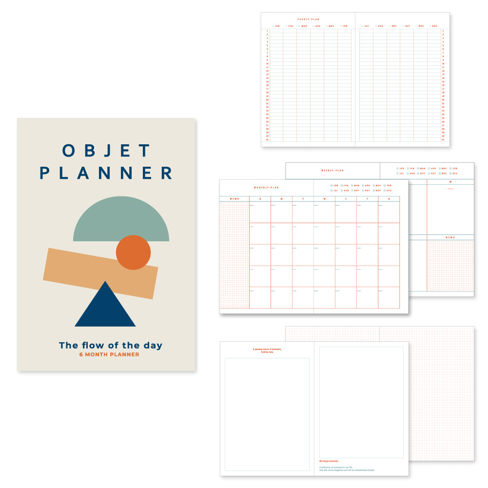 Monolike B6 Objet Diary 6 Month Planner, Beige Brown - Academic Planner, Weekly & Monthly Planner, Scheduler