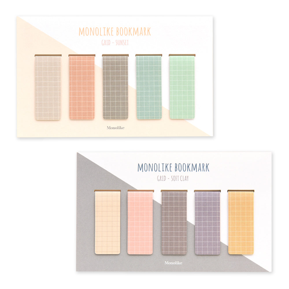 Monolike Magnetic Bookmarks Grid Sunset + Soft clay, Set of 10