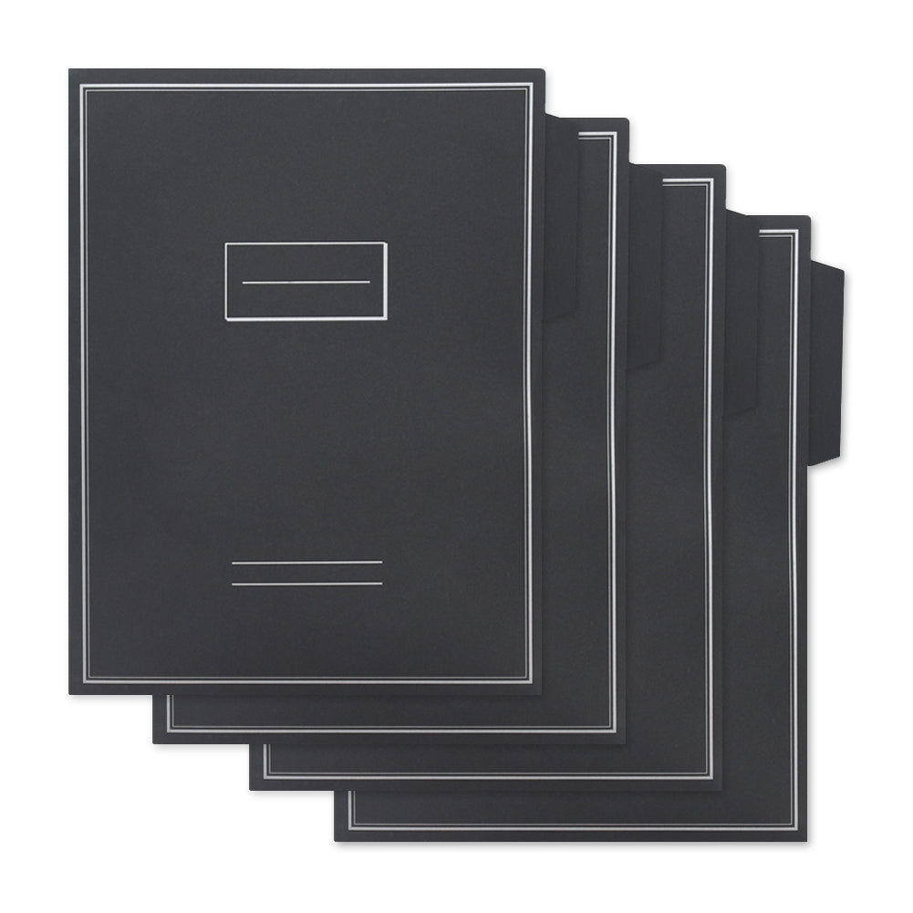 Monolike File Folders Black, 4 Black Pack with two pockets, Fits for A4 and letter size paper