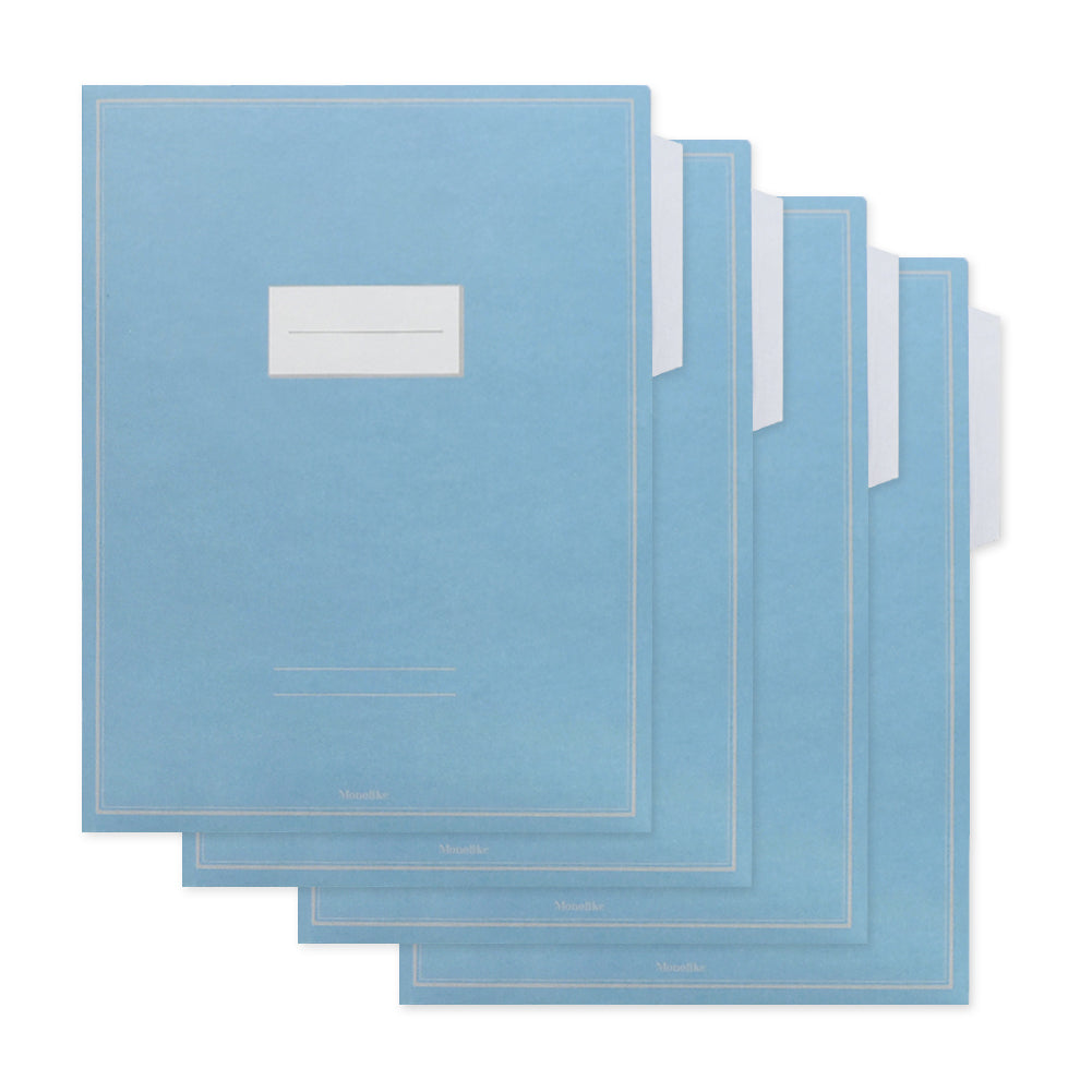 Monolike File Folders Blue, 4 Blue Pack with Two Pockets, Fits for A4 and Letter Size Paper