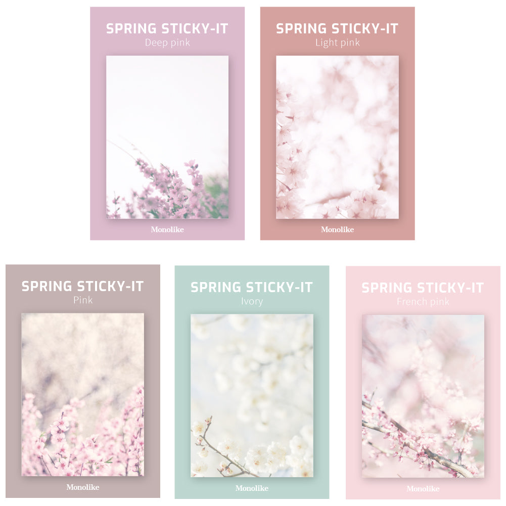 Monolike Spring Sticky-It - 5p Set Self-Adhesive Memo Pad 50 Sheets