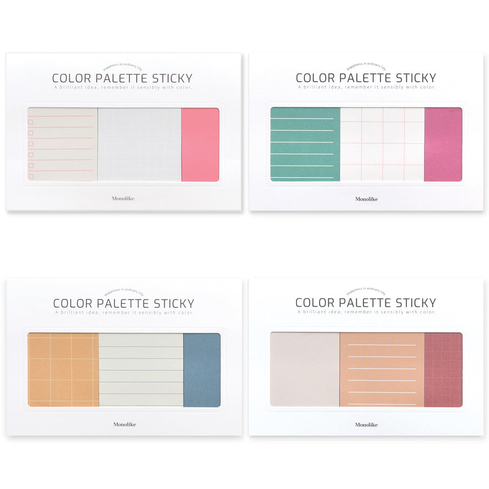 Monolike Color Palette Sticky Plan 300 B SET 4p - Self-Adhesive Memo Pad 50 sheets