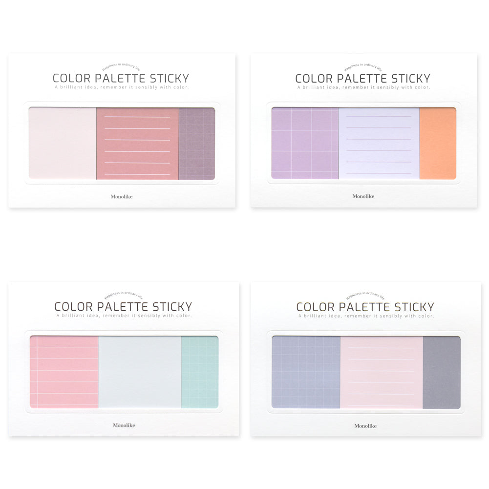 Monolike Color Palette Sticky Plan 300 D SET 4P - Self-Adhesive Memo Pad 50 sheets