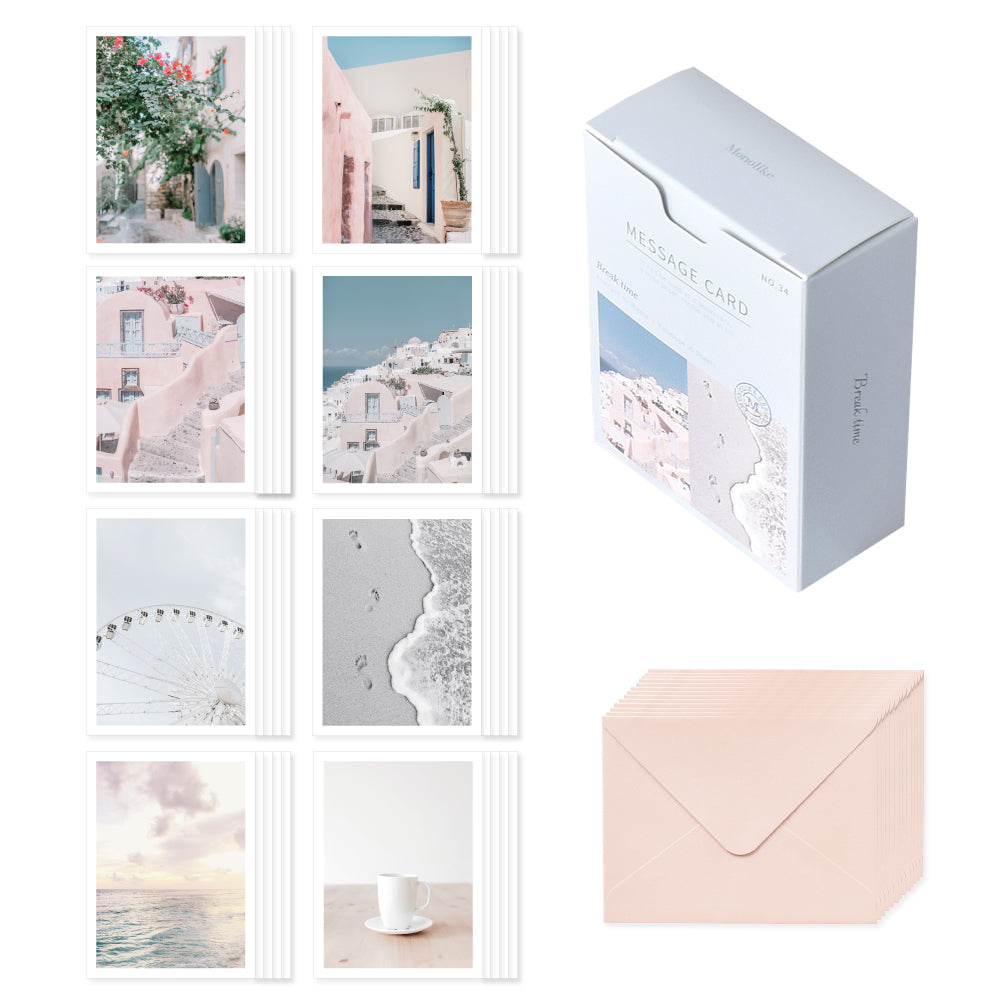 Monolike Message Break time ver.1 card - mix 40 mini postcards, 20 envelopes package
