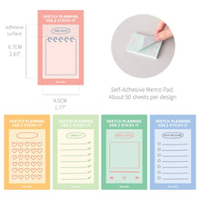 Load image into Gallery viewer, Monolike Sketch Planning Ver.2 Sticky-it - 5p Set Self-Adhesive Memo Pad 50 Sheets

