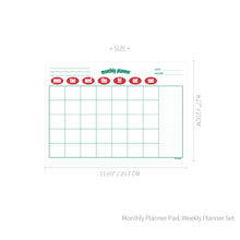 Load image into Gallery viewer, Monolike Retro Pop A4 Monthly + Weekly Planner pad, Red SET - Academic Planner, Weekly &amp; Monthly Planner, To-do list, Note pad, Scheduler

