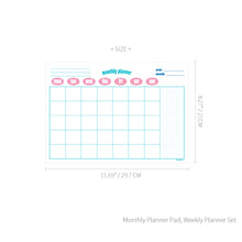 Load image into Gallery viewer, Monolike Retro Pop A4 Monthly + Weekly Planner pad, Pink SET - Academic Planner, Weekly &amp; Monthly Planner, To-do list, Note pad, Scheduler
