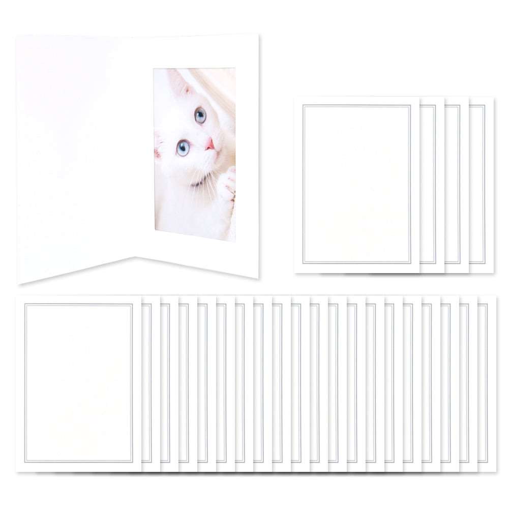 Monolike Paper Frame Photo Card, Line 25P SET - 4x6 Inch Picture Frame Note Card, Greeting cards, Assorted Happy Birthday, Thank you
