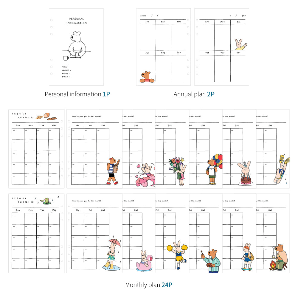 Monolike A5 Happy and Lucky Diary Set, Together - Academic Planner Wee