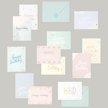 Load image into Gallery viewer, Monolike Day-by-day Card, Happy birthday ver.2 - Mix 36 Mini Postcards, 36 envelopes, 36 stickers Package
