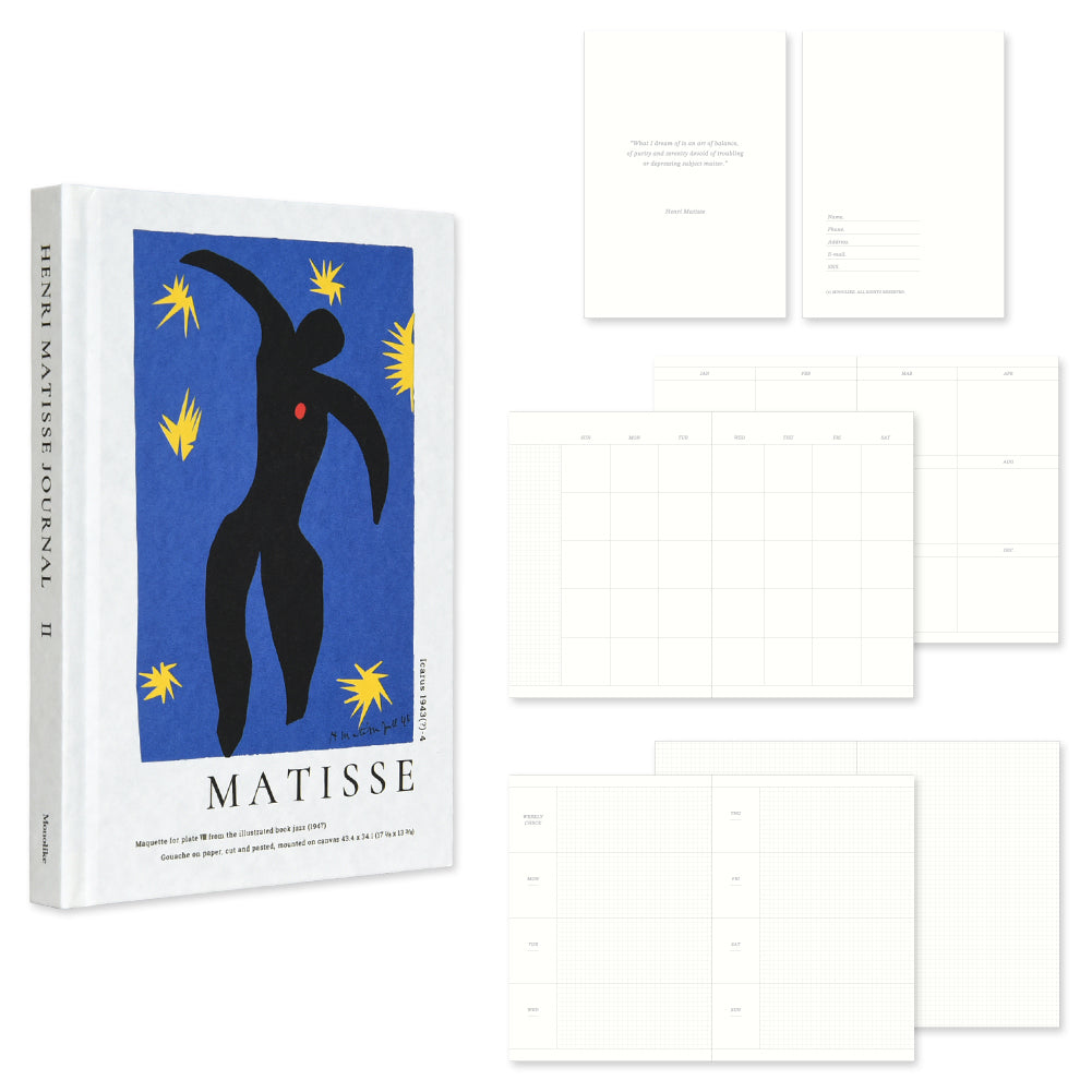 Monolike Hardcover Henri Matisse Diary, HENRI MATISSE JOURNAL Ⅱ - Academic Planner Weekly & Monthly Planner