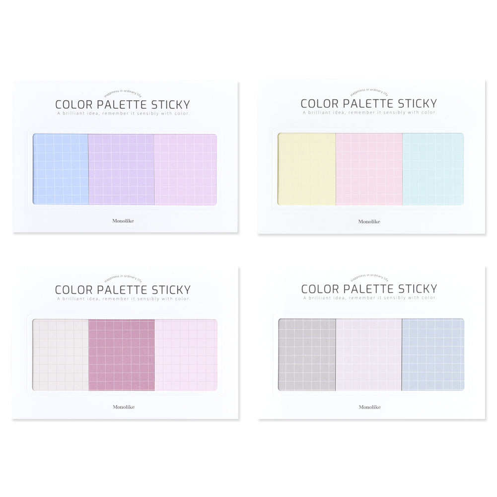 Monolike Color Palette Sticky Grid 300 B Set 4p - Self-Adhesive Memo Pad 30 sheets