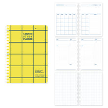 Load image into Gallery viewer, Monolike Checkers 4 Month Study Planner, Yellow - Academic Planner, Weekly &amp; Monthly Planner, Study plan
