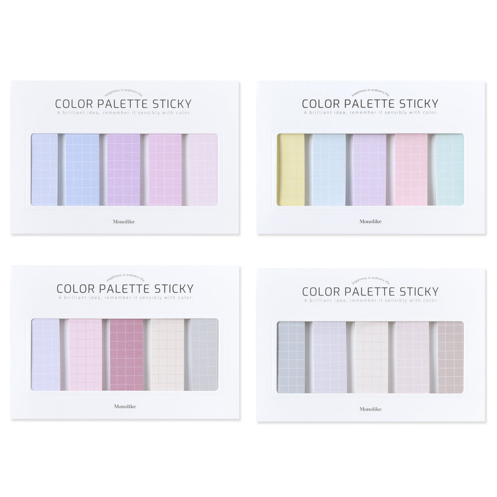 Monolike Color Palette Sticky Grid 500 B Set 4p - Self-Adhesive Memo Pad 30 sheets