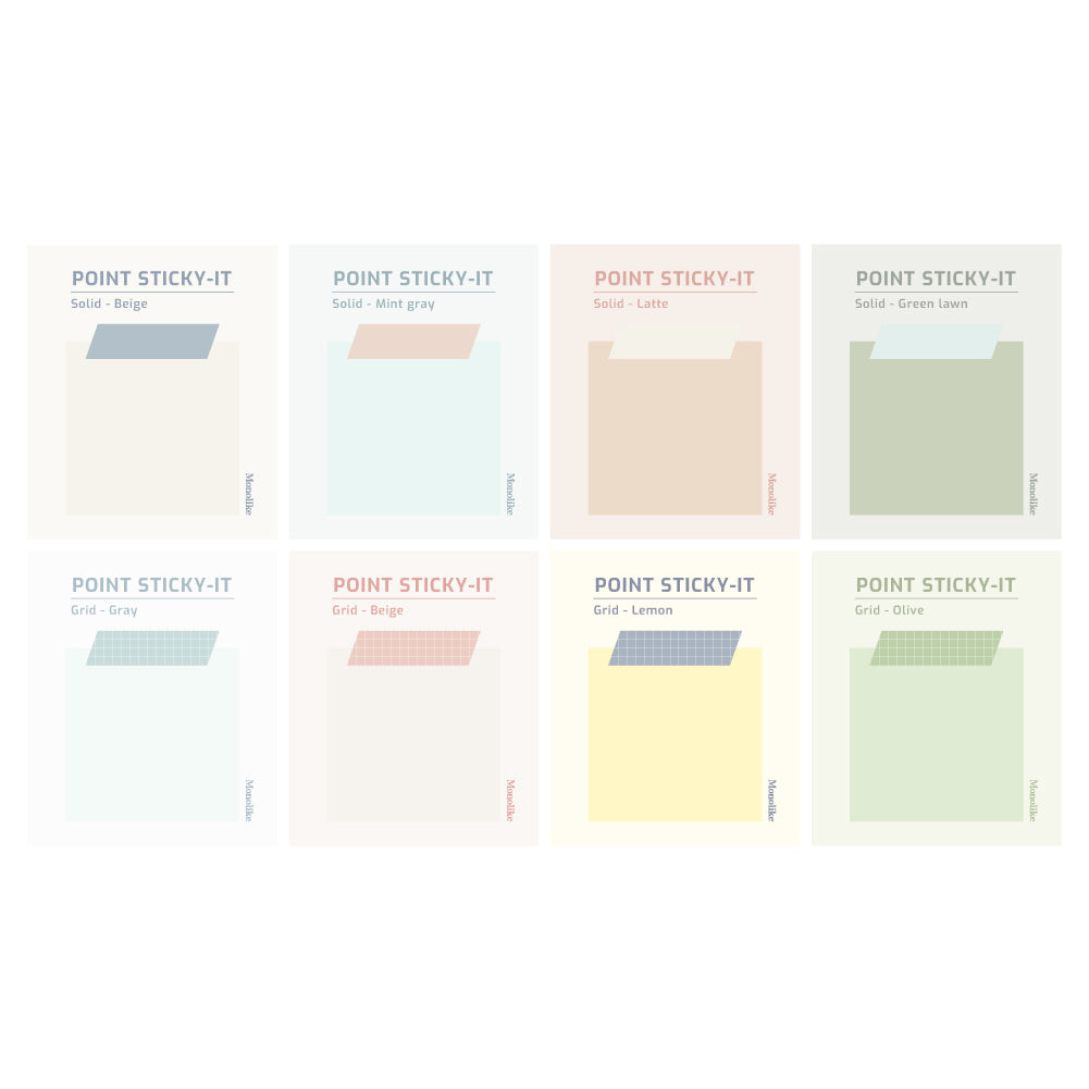 Monolike Point Sticky-it - 8p Set Self-Adhesive Memo Pad 50 Sheets