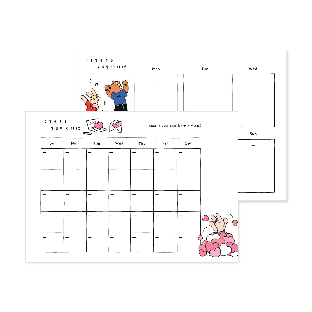 Monolike Happy and Lucky A4 Monthly + Weekly Planner pad, Letter + Dancing SET - Academic Planner, Weekly & Monthly Planner, To-do list, Note pad, Scheduler