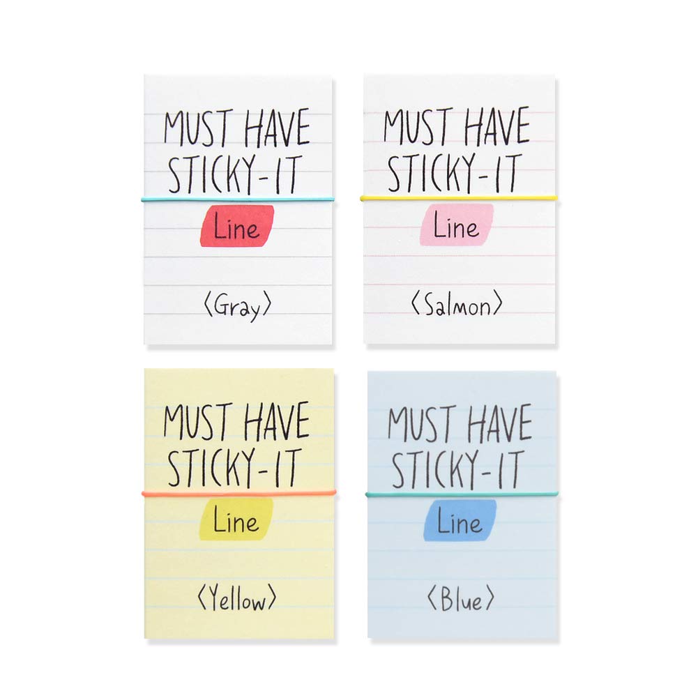 Monolike Must Have Sticky Line 4p SET Self-Adhesive Memo Pad 80 sheets, Daily Sticky, Diary, Memo