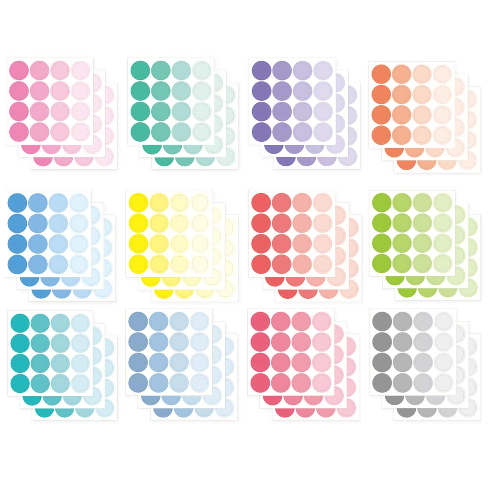 Monolike Circle Stickers - Solid Round Dot samll Size A + B Set, 12 type stickers 36 Sheets
