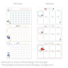 Load image into Gallery viewer, Monolike Ordinary days A4 Monthly + Weekly Planner pad, Tea time+ Laptop SET - Academic Planner, Weekly &amp; Monthly Planner, To-do list, Note pad, Scheduler
