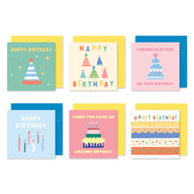 Load image into Gallery viewer, Monolike PAPER THINGS L , POP POP BIRTHDAY 6P A SET - Greeting card, Folding card, Cards Assortment, Birthday, Thinking of You, 6 cards +  6envelopes, 135x135mm
