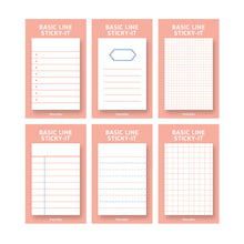 Load image into Gallery viewer, Monolike Basic Line Orange Sticky-it - 6p Set Self-Adhesive Memo Pad 50 Sheets

