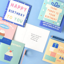 Load image into Gallery viewer, Monolike PAPER THINGS L , POP POP BIRTHDAY 6P B SET - Greeting card, Folding card, Cards Assortment, Birthday, Thinking of You, 6 cards +  6envelopes, 135x135mm
