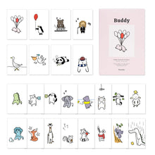 Load image into Gallery viewer, Monolike Buddy Postcards - mix 24 pack, unique and cute 24 animal Postcards
