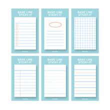 Load image into Gallery viewer, Monolike Basic Line Blue Sticky-it - 6p Set Self-Adhesive Memo Pad 50 Sheets
