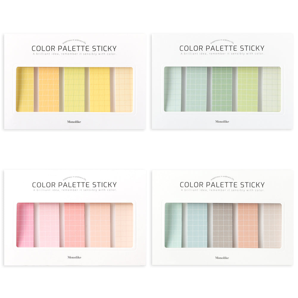 Monolike Color Palette Sticky Grid 500 C Set 4p - Self-Adhesive Memo Pad 30 sheets