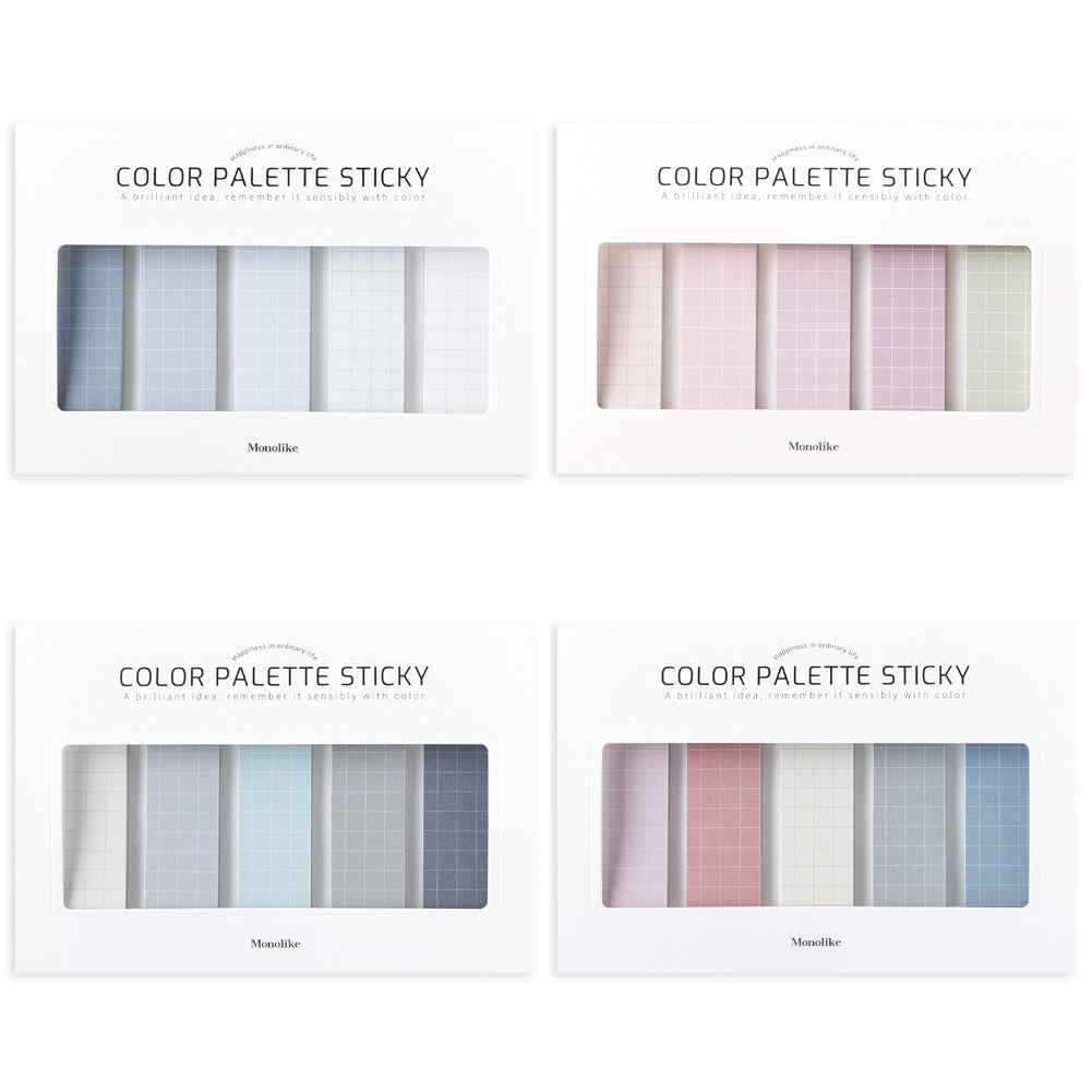 Monolike Color Palette Sticky Grid 500 D Set 4p - Self-Adhesive Memo Pad 30 sheets