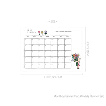 Load image into Gallery viewer, Monolike Happy and Lucky A4 Monthly + Weekly Planner pad, Flower + With you SET - Academic Planner, Weekly &amp; Monthly Planner, To-do list, Note pad, Scheduler
