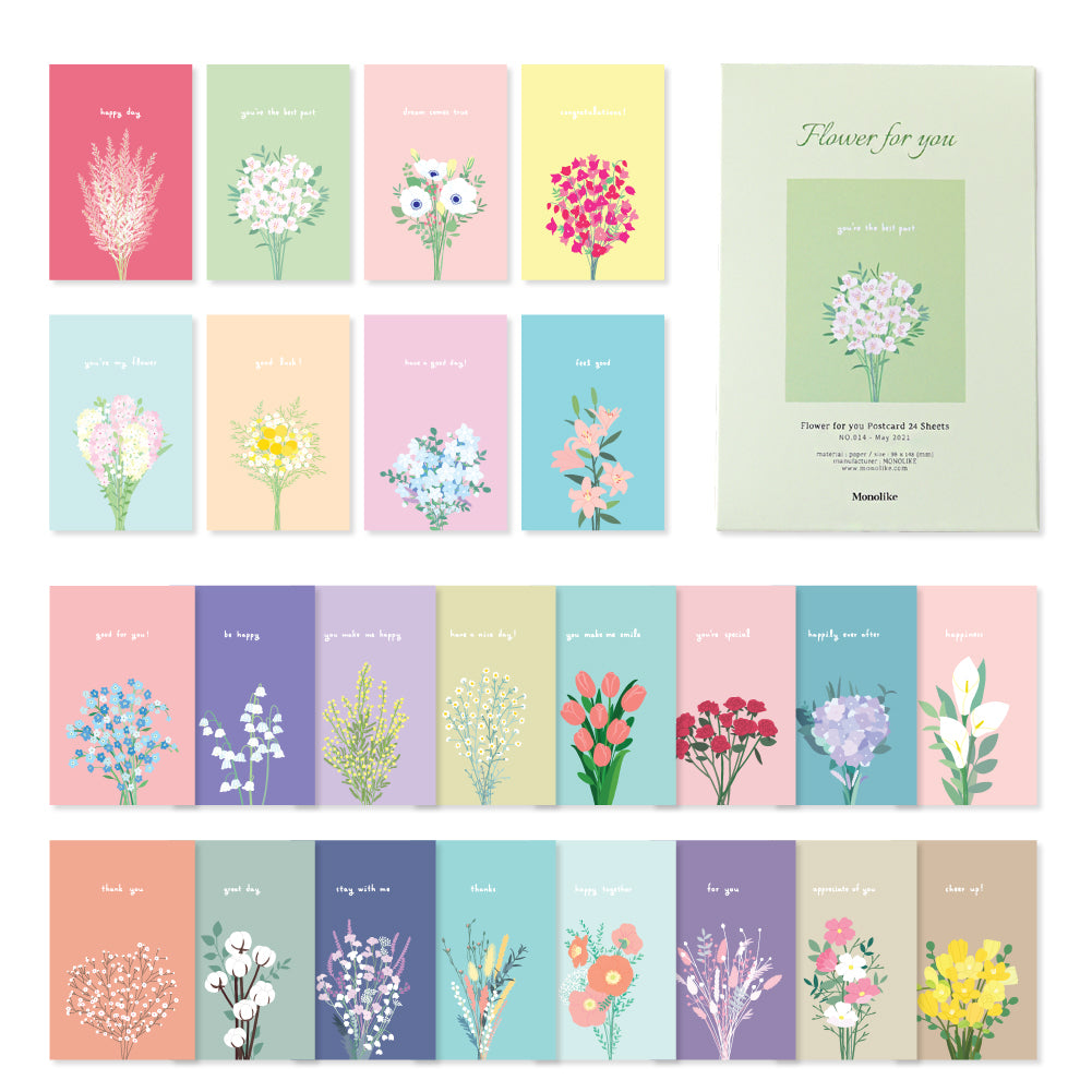 Monolike Flower for you Single card - mix 24 pack, lovely 24 Single card