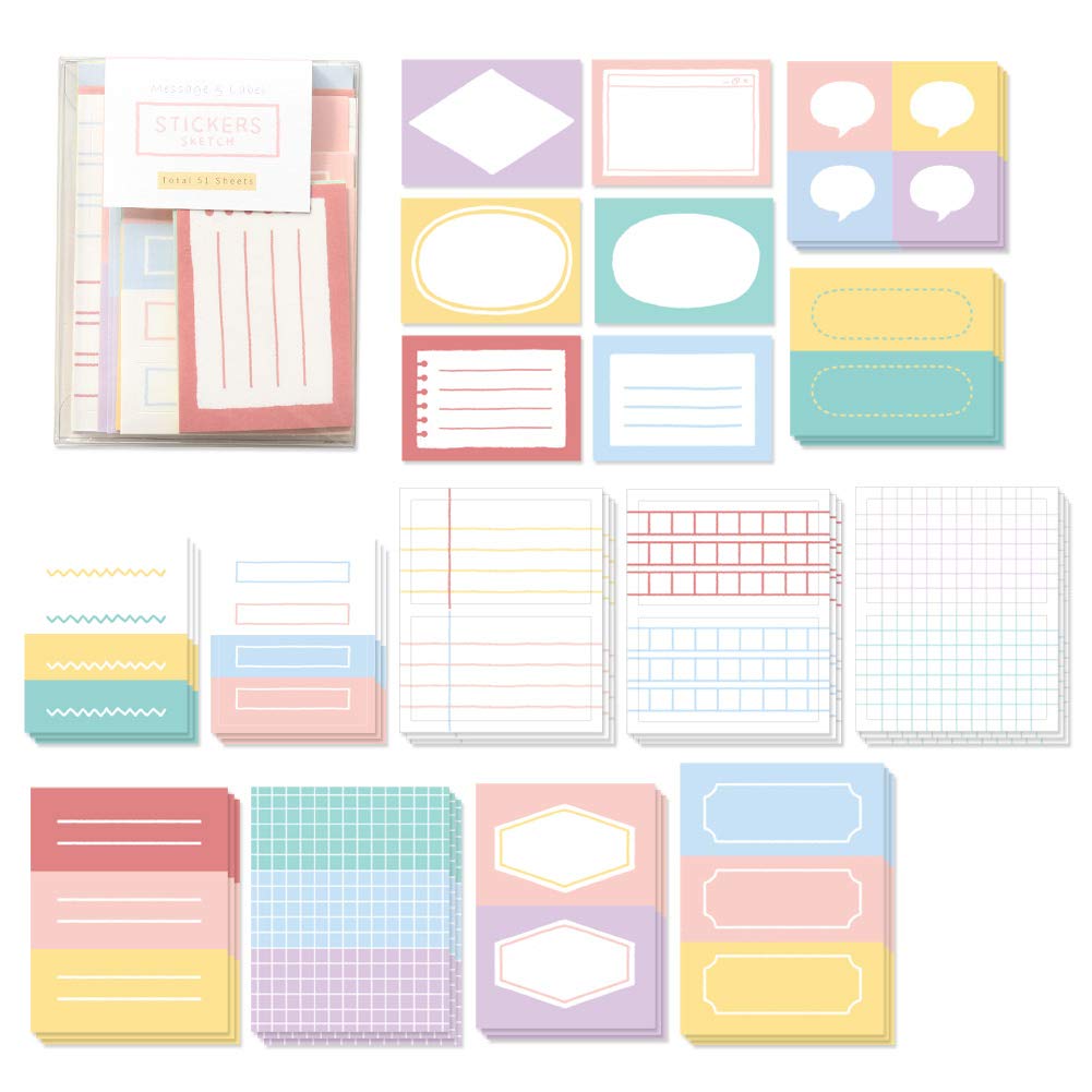 Monolike Message & Label Sticker Sketch set - Mini size cute stickers, Index stickers