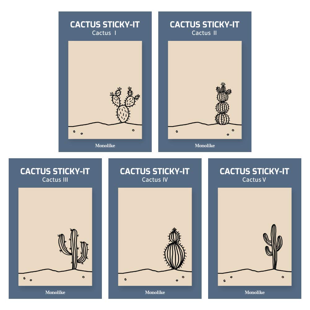 Monolike Cactus Sticky-it - 5p Set Self-Adhesive Memo Pad 50 Sheets
