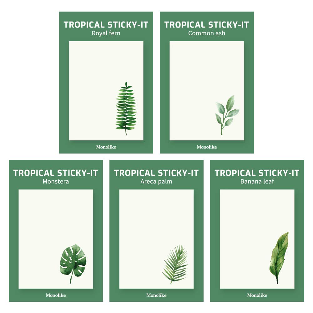 Monolike Tropical Sticky-it - 5p Set Self-Adhesive Memo Pad 50 Sheets
